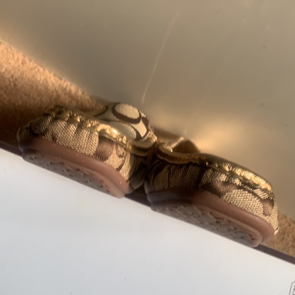 Y2K COACH SIGNATURE SUMMER FLATS DRIVING LOAFERS 6M MONOGRAM JACQUARD GOLD KHAKI - Picture 12 of 14